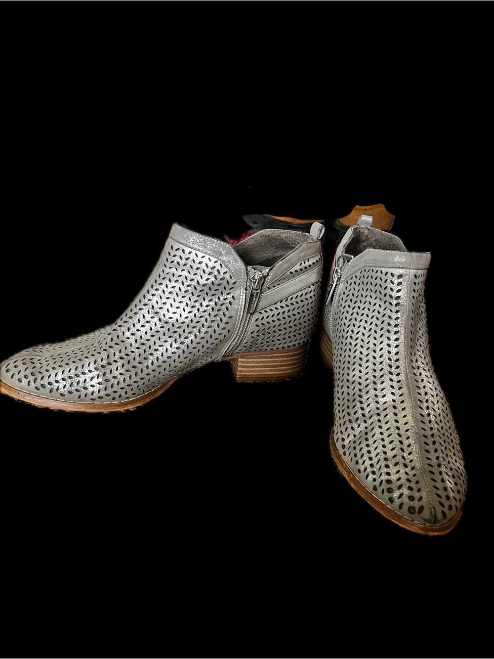 Vince Camuto Perforated Silver Ankle Booties